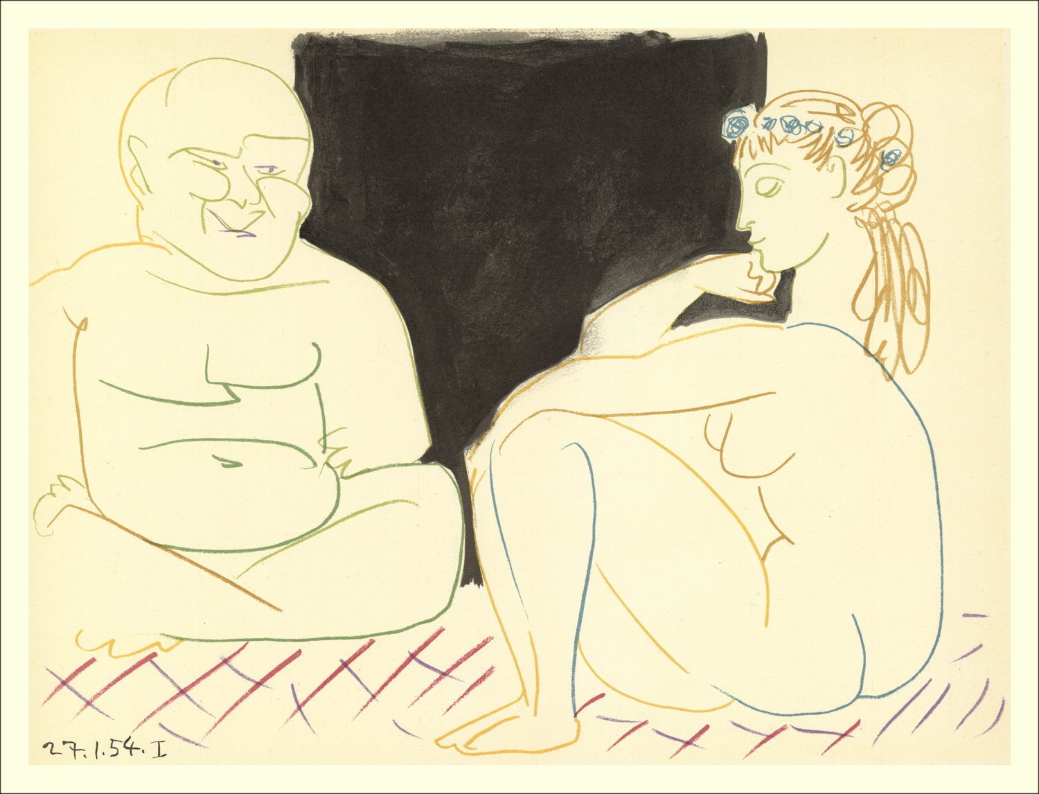 Kaufen Sie Pablo Picasso Lithographie die menschliche Komödie 27.1.54. Ich