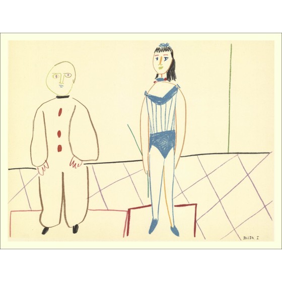 Litografia La commedia umana di Pablo Picasso del numero del 1954 30.1.54. Io