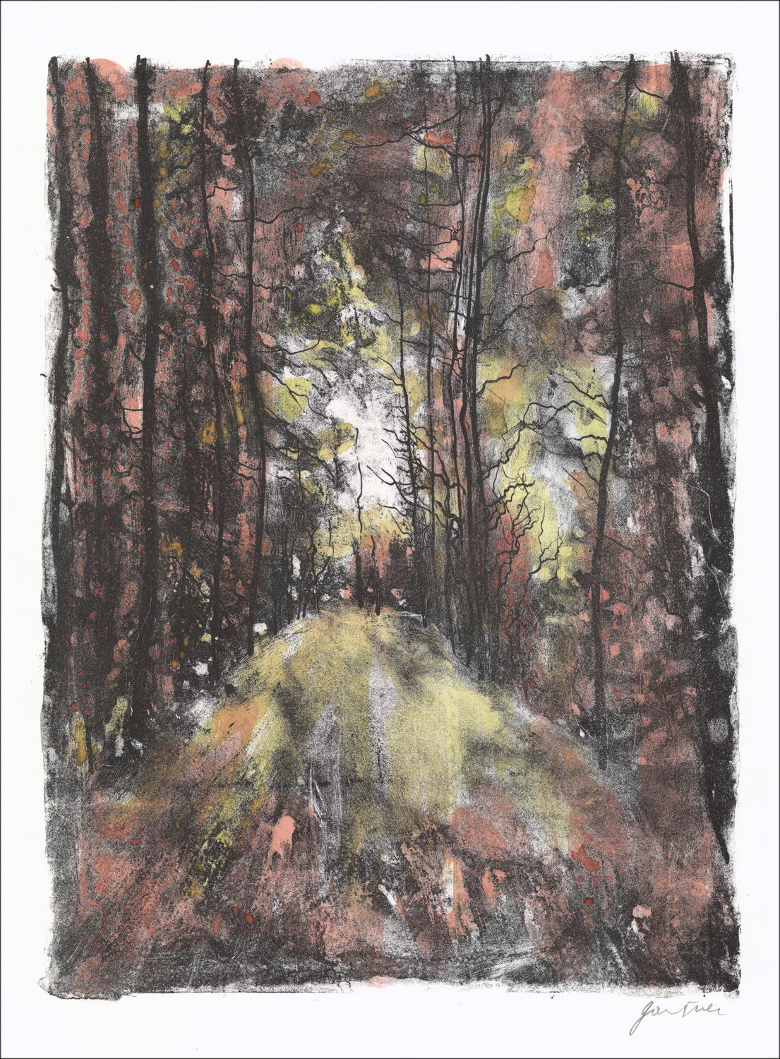 Achat Lithographie Originale Bernard GANTNER La forêt en automne 1967