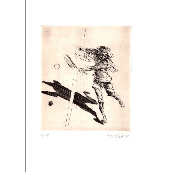Koop de gravure van Claude WEISBUCH De tennisspeler