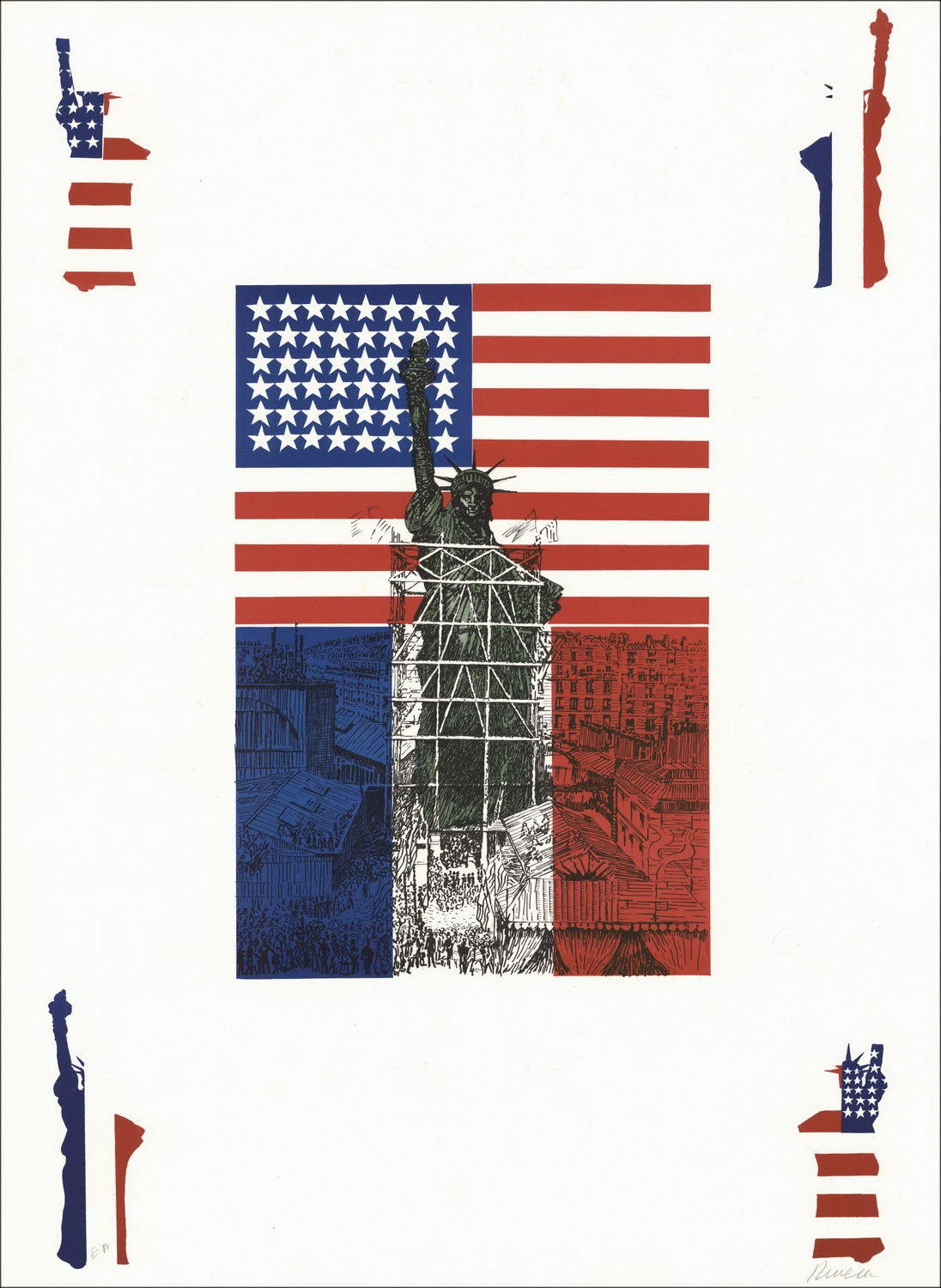 Antonio Rivera - Litografia originale "La statua della libertà"