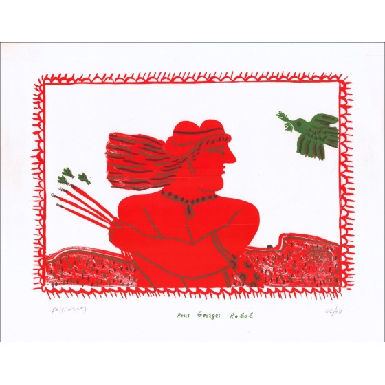 Alekos Fassianos - Original-Lithographie "Georges Rabol" 36x45cm in Bleistift signiert