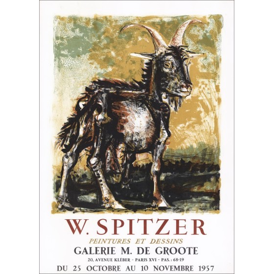 Walter SPITZER - Lithfra_Latn "Expositie Galerie M de Groote, Parijs" 65x47cm - Affiche Originale - 1957