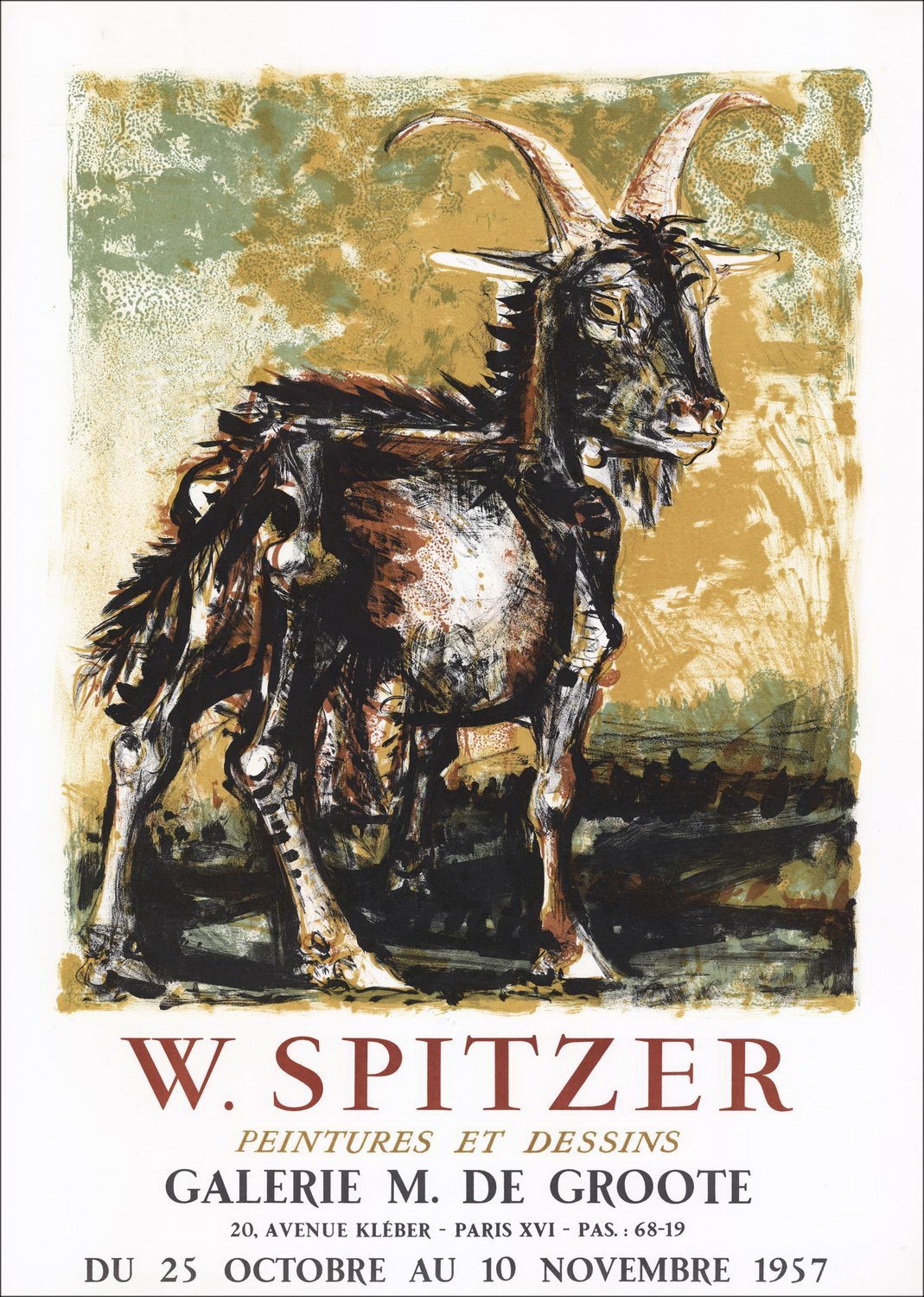 Walter Spitzer - Lithographie "Ausstellungsgalerie M de Groote, Paris" 65x47cm - Original Poster - 1957