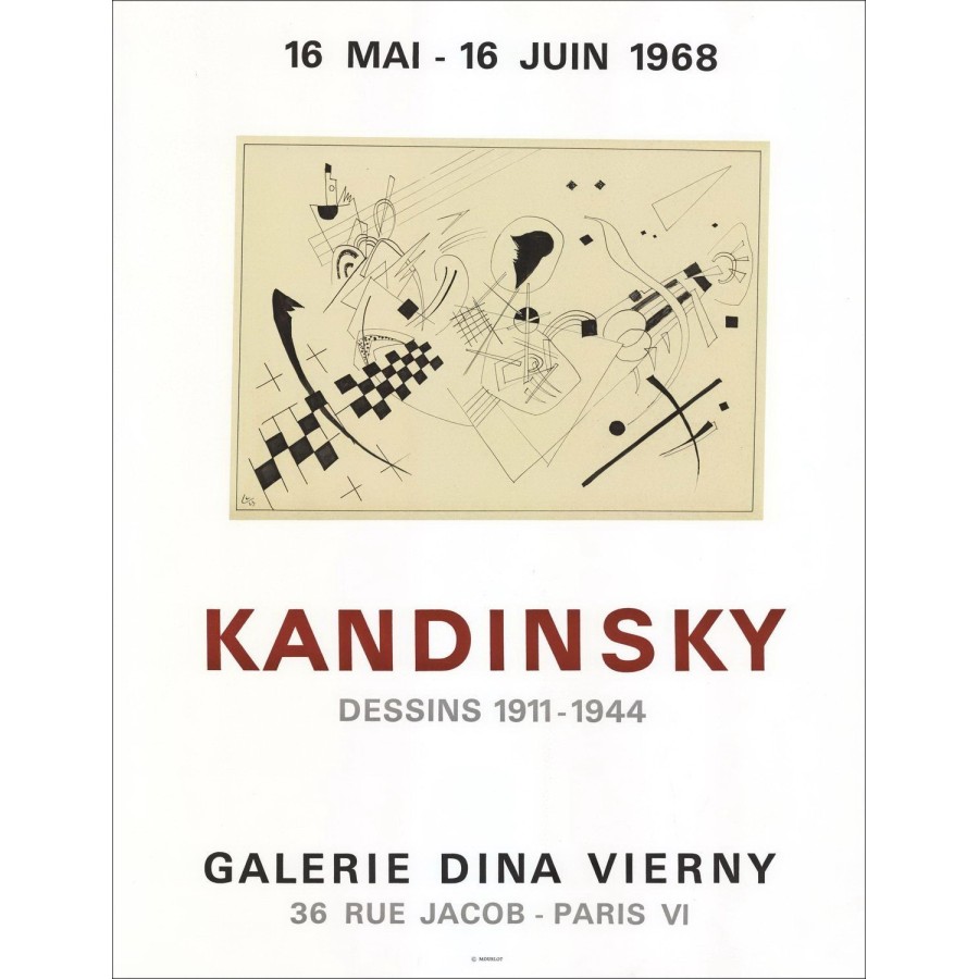 Vassily Kandinsky - Lithographie "Ausstellung, Galerie Dina Vierny, Paris" 57x47cm - 1968 - Mourlot Poster
