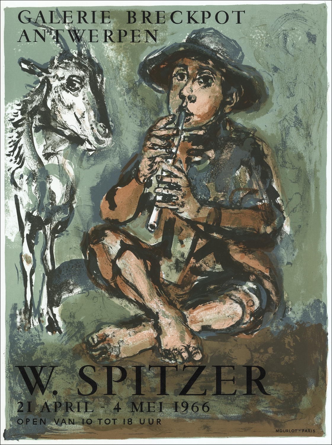 Walter SPITZER - Lithograph "Exhibition Gallery Breckpote, Antwerp" 52x39cm - Original Poster - 1966