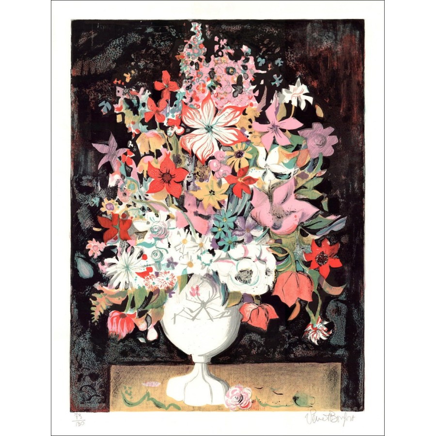 Robert VERNET BONF - - Lith Origin Original "Het Boeket Bloemen" genummerd en getekend met potlood