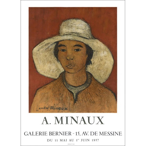 André MINAfra_Latn - Lithfra_Latn "Expositie Galerie Bernier, Parijs" 65x47cm - Affiche Originale - 1957