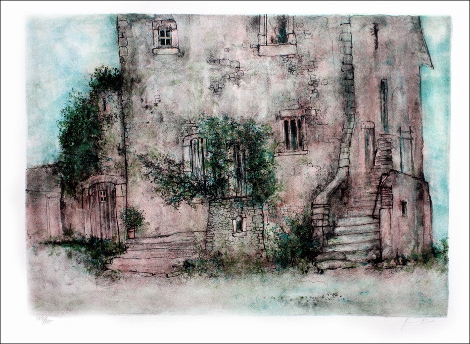 Kaufen Original Lithograph Bernard Gantner Le Hameau 