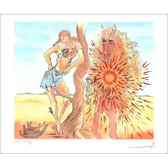 Achat Repos du Chevalier lithographie verhoogd door Salvador DALI (Achter)