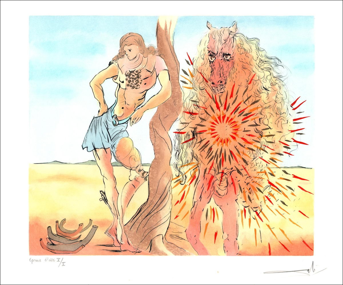 Achat Repos du Chevalier lithographie verhoogd door Salvador DALI (Achter)