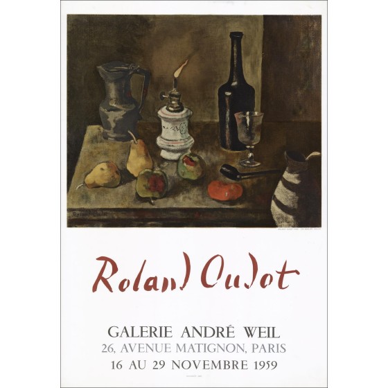 Roland OUDOT - Lithograph "Exhibition at Galerie André WEIL, Paris" 74x52cm - Original Poster - 1959