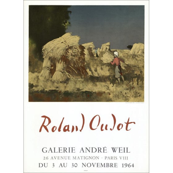 Roland OUDOT - Lithfra_Latn "Expositie Galerie André WEIL, Parijs" 72x52cm - Affiche Originale - 1964