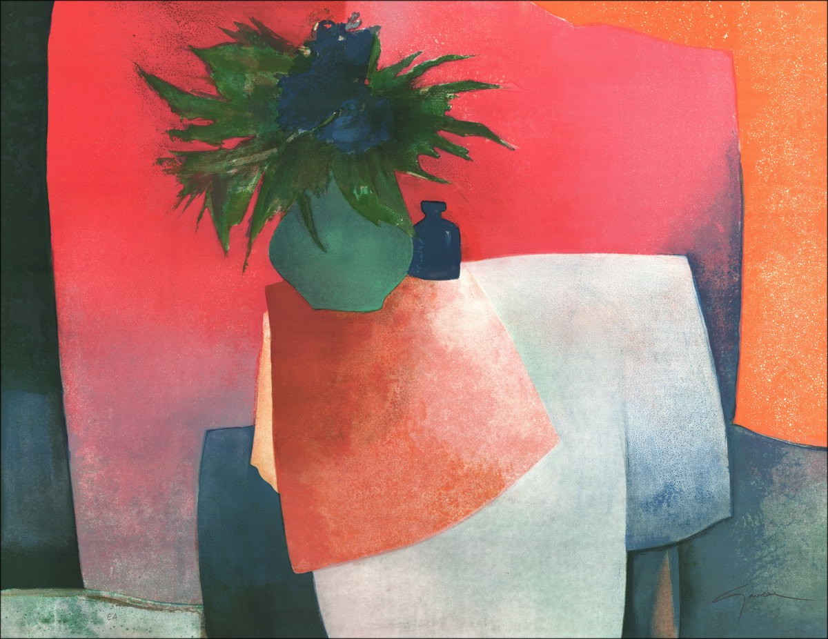 Kaufen Frau mit Bouquet Claude GAVEAU Original Lithographie 