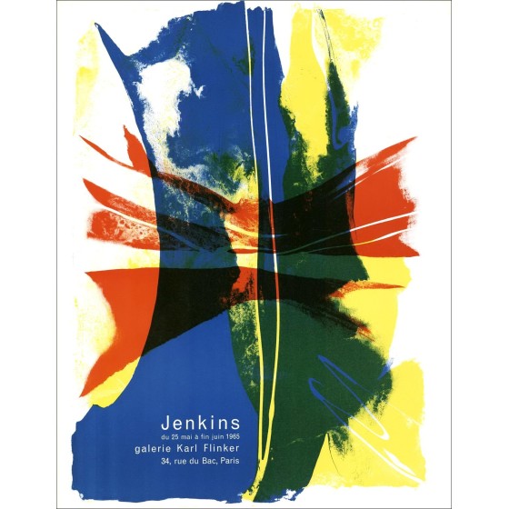 Paul Jenkins - Lithographie "Ausstellung, Galerie Karl Flinker, Paris" 70x54cm - 1965 - Original Mourlot Poster