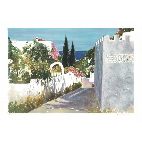 BLOUIN Georges - Litografia originale "Grecia, percorso verso il mare" firmato e numerato a matita
