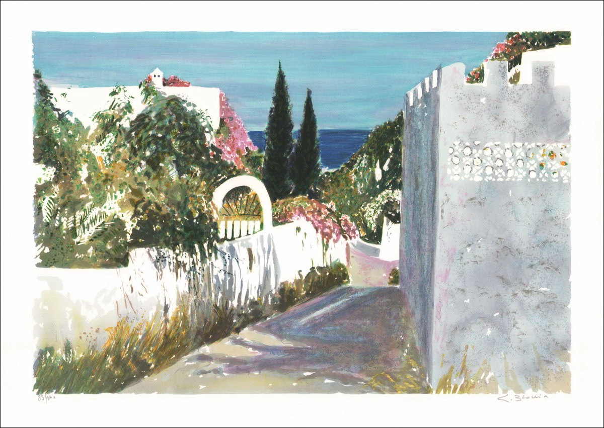 BLOUIN Georges - Litografia originale "Grecia, percorso verso il mare" firmato e numerato a matita