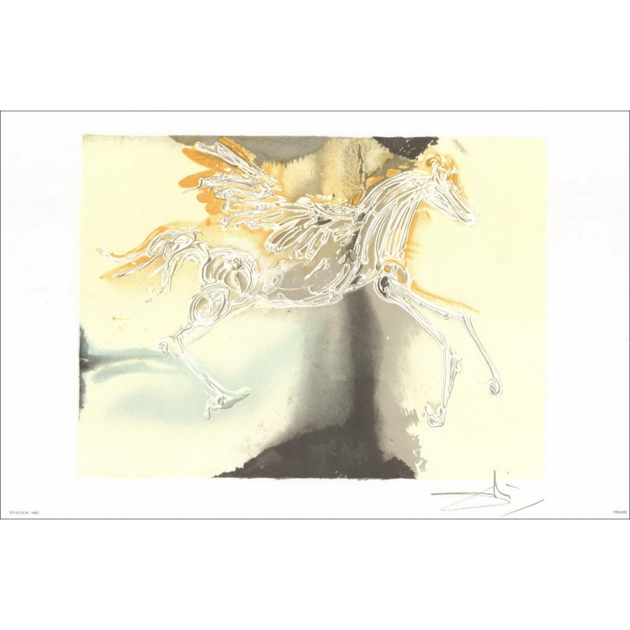 Salvador Dali - Lithograph "The Dalinian Horses, Pegasus" 56x36 cm