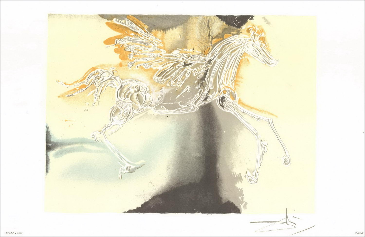 Salvador Dali - Litografia "I cavalli dalinian, Pegasus" 56x36 cm