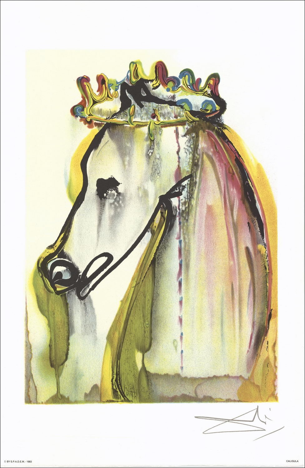 Salvador Dali - Litografia "I cavalli dalinian, Caligola" 56x36cm - 1983