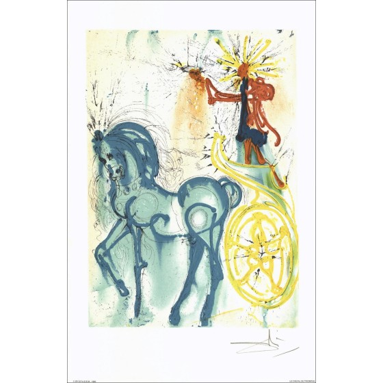 Salvador Dali - Litografía "Los caballos dalinianos, el caballo triunfe" 56x36cm - 1983