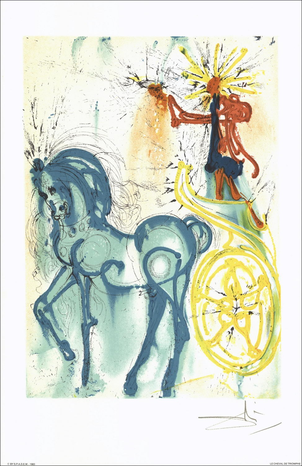 Salvador Dali - Lithographie "Die dalinischen Pferde, das Triomphe-Pferd" 56x36cm - 1983