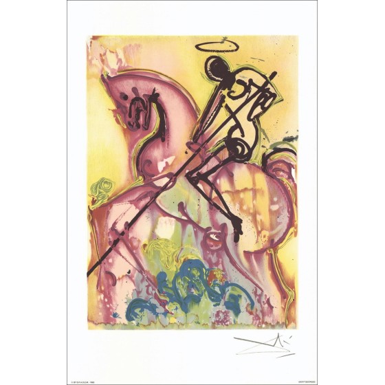Salvador Dalí - Caballos Dalinianos, San Jorge - Litografía 1983