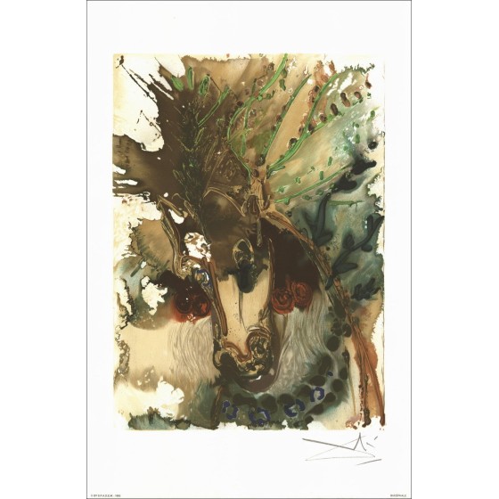 Salvador Dali - Litografía "The Dalinian Horses, Bocephale" 56x36cm - 1983