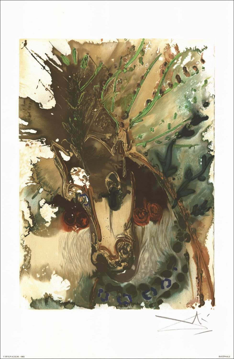 Salvador DALI - Lith 56 "De Dalinianse paarden, Bucéphale" 56x36cm - 1983