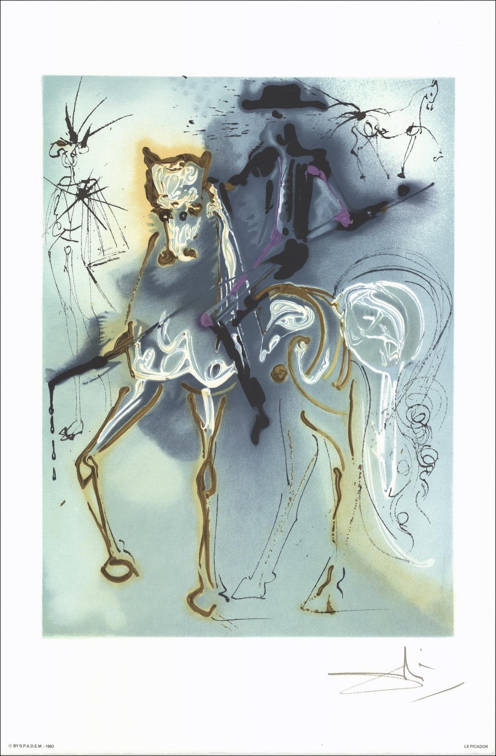 Salvador Dali - Litografía "The Dalinian Horses, Le Picador" 56x36cm - 1983