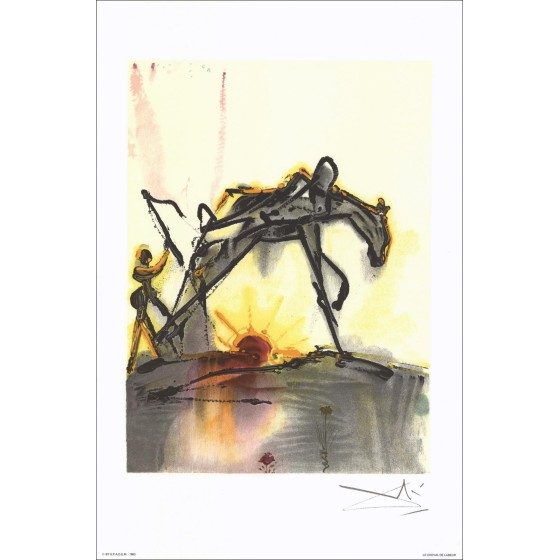 Salvador Dali - Litografía "Los caballos dalinios, el caballo de trabajo" 56x36cm - 1983
