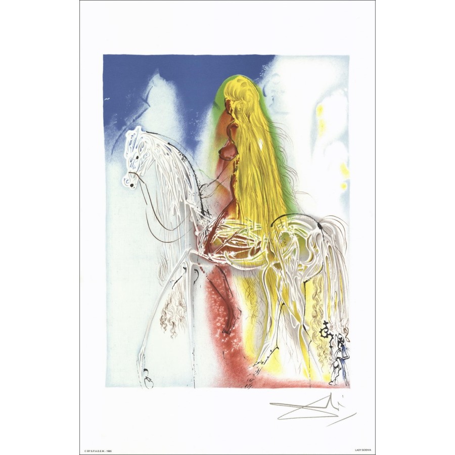 Salvador DALI - Lith 56 "I cavalli daliniani, Lady Godiva" 56x36cm - 1983