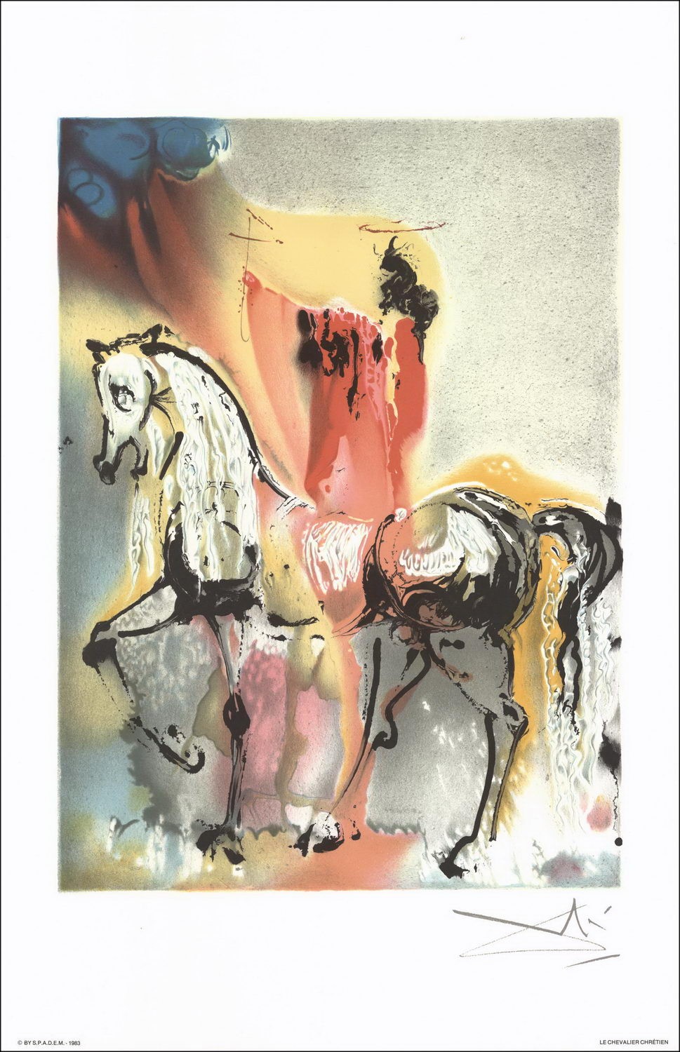Salvador DALI - Lithographie "De Daliniërs, de ridder van Christus" 56x36cm - 1983