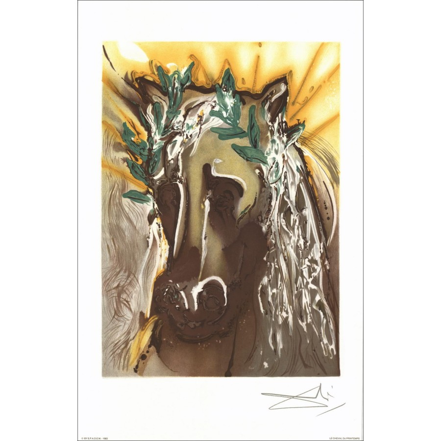 Salvador DALI - Lithographie "The Dalinian Horses, The Spring Horse" 56x36cm - 1983