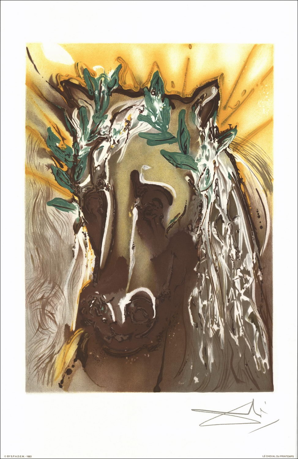 Salvador DALI - Lithograph "The Dalinian Horses, The Spring Horse " 56x36cm - 1983