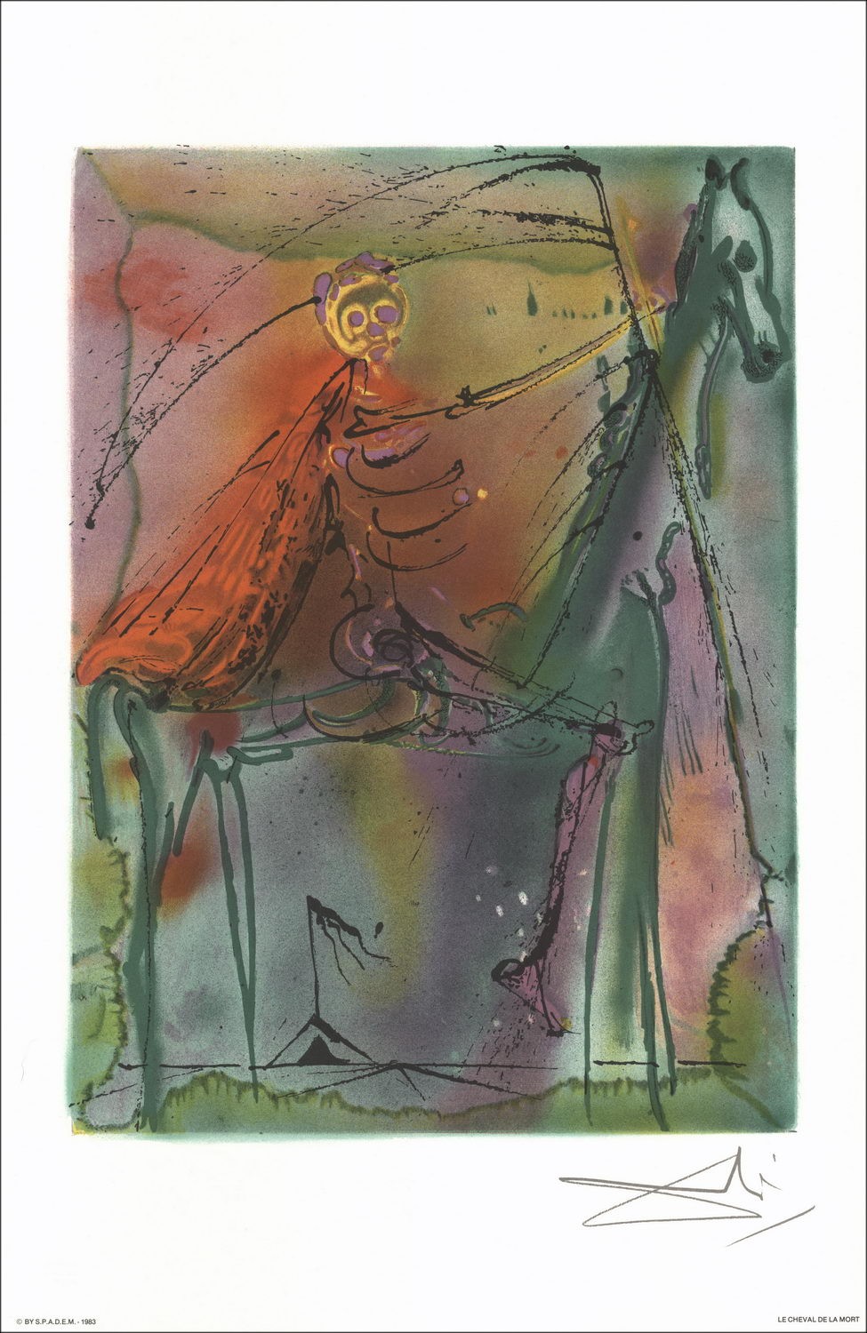 Lithographie Dali, Dalinische Pferde, Das Pferd des Todes kaufen