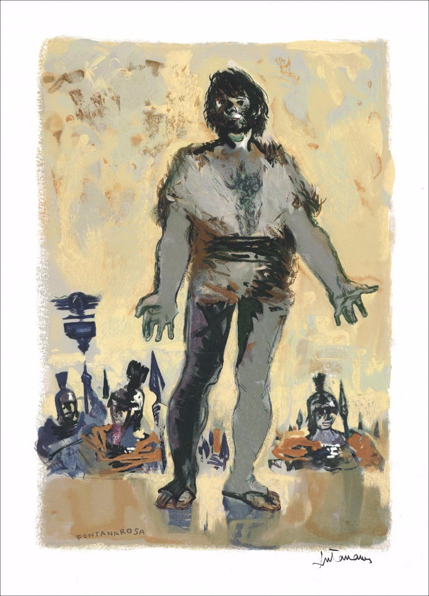 Lucien Fontanarosa - Litografia originale "Il contadino del Danubio" 38x28cm - 1961 - firmato