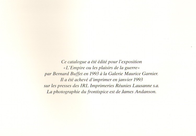 Comprar Bernard Buffet Catalog el Imperio o los placeres de la guerra 