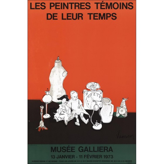 Jean JANSEM - Lithograph "Exhibition, the witnessing painters, Paris" 74x49cm - 1973 - Original poster MOURLOT