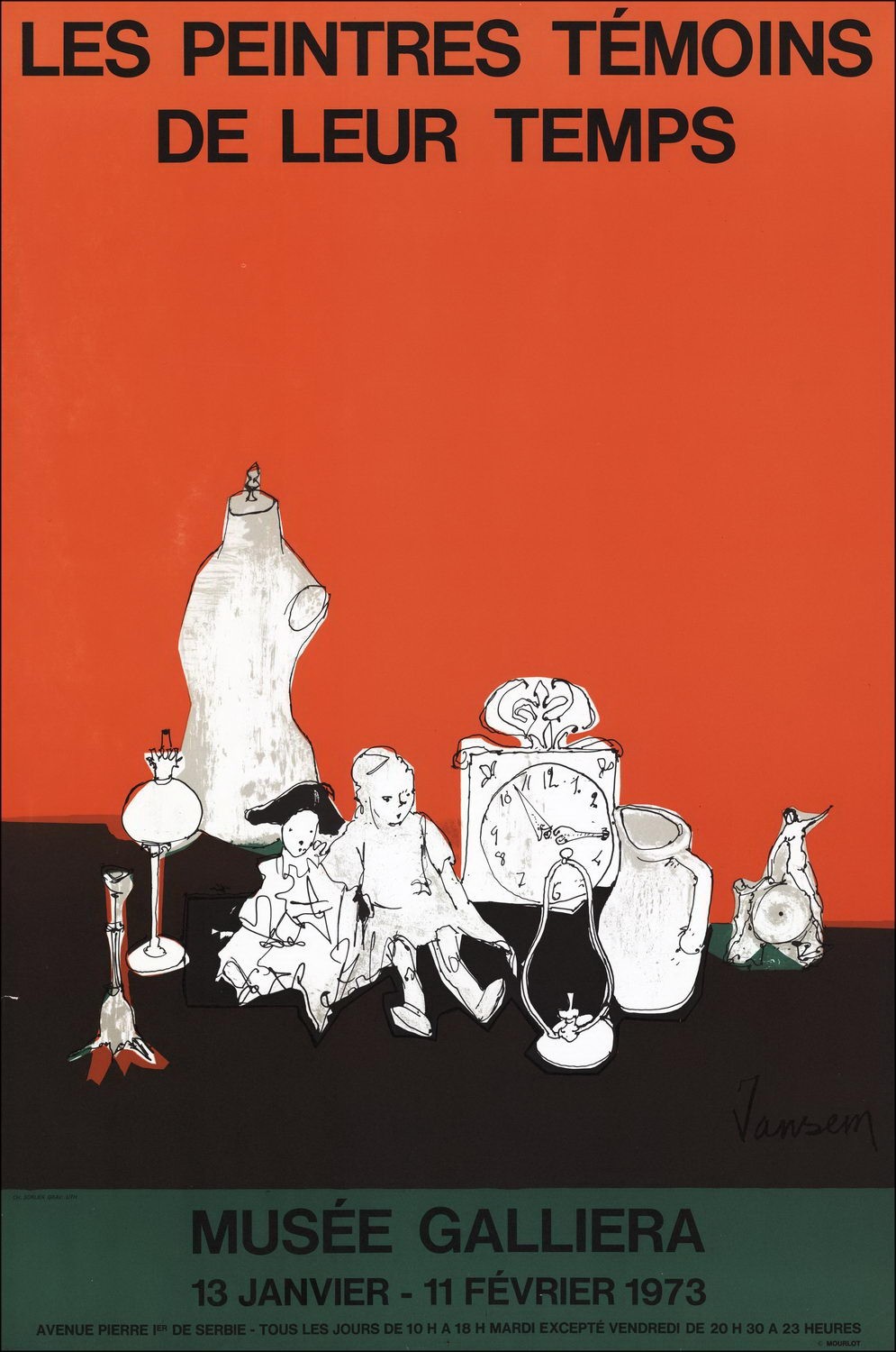 Jean JANSEM - Litografia "Esposizione, i pittori testimoni, Parigi" 74x49cm - 1973 - Manifesto Originale MOURLOT