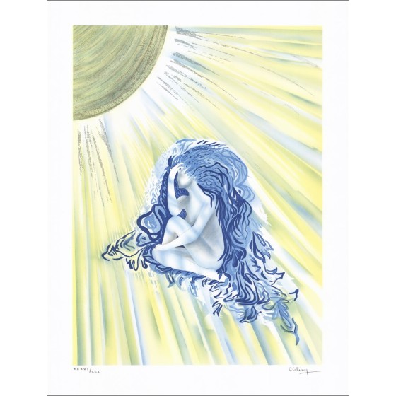 Solarfrau - Original-Lithographie nummeriert und unterzeichnet bei Bleistift von Künstler - Budgetbereich, kleiner Preis, Dekora