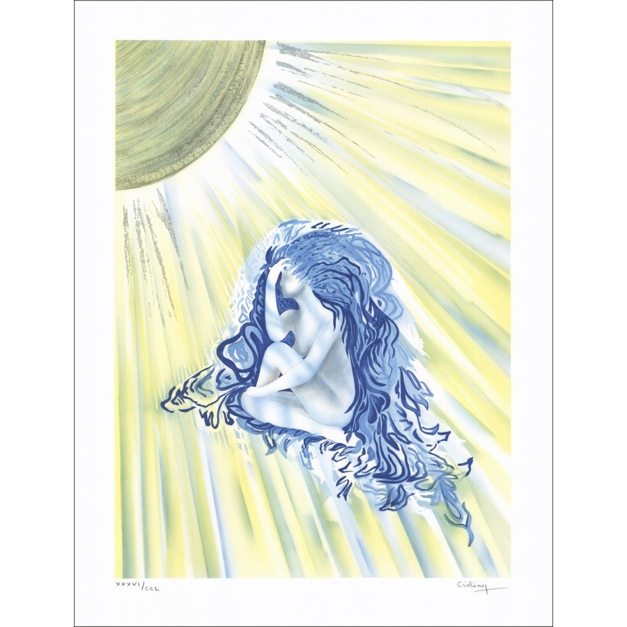 Solarfrau - Original-Lithographie nummeriert und unterzeichnet bei Bleistift von Künstler - Budgetbereich, kleiner Preis, Dekora