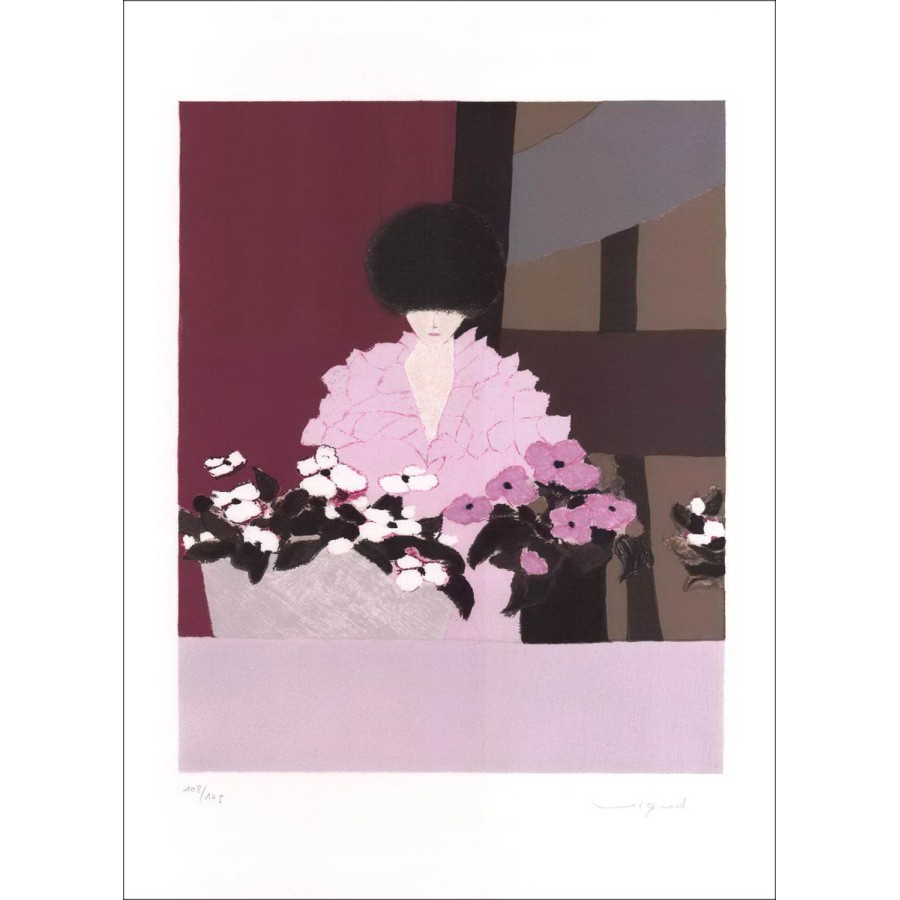 Discover Original Woman Lithograph with numbered and signed bouquet 