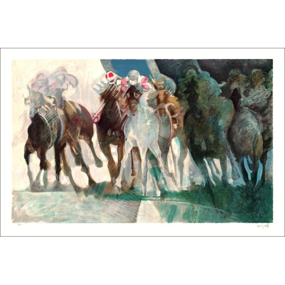 Koop Oorspronkelijke Lithographie AMBILLE Paul De grote race