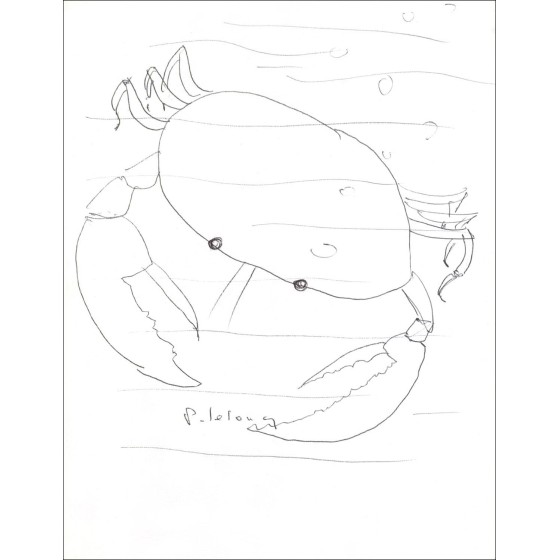Pierre Lolong - Dibujo original en tinta "El cangrejo" 27x21cm - 1963