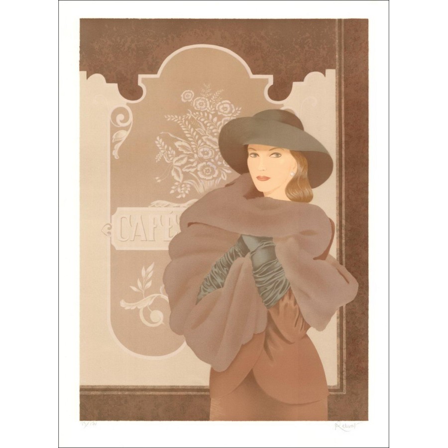 RETIVAT Annie - Litografía original "Mujer con sombrero" firmado y numerado a lápiz.