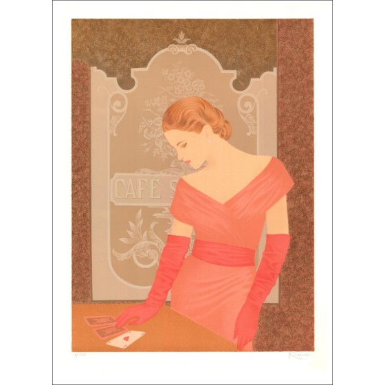 RETIVAT Annie - Litografía original "as de corazón" firmado y numerado a lápiz