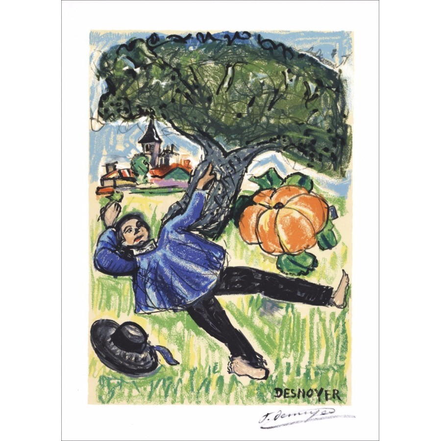 François Desnoyer - legno originale inciso "ghiandola e zucca"