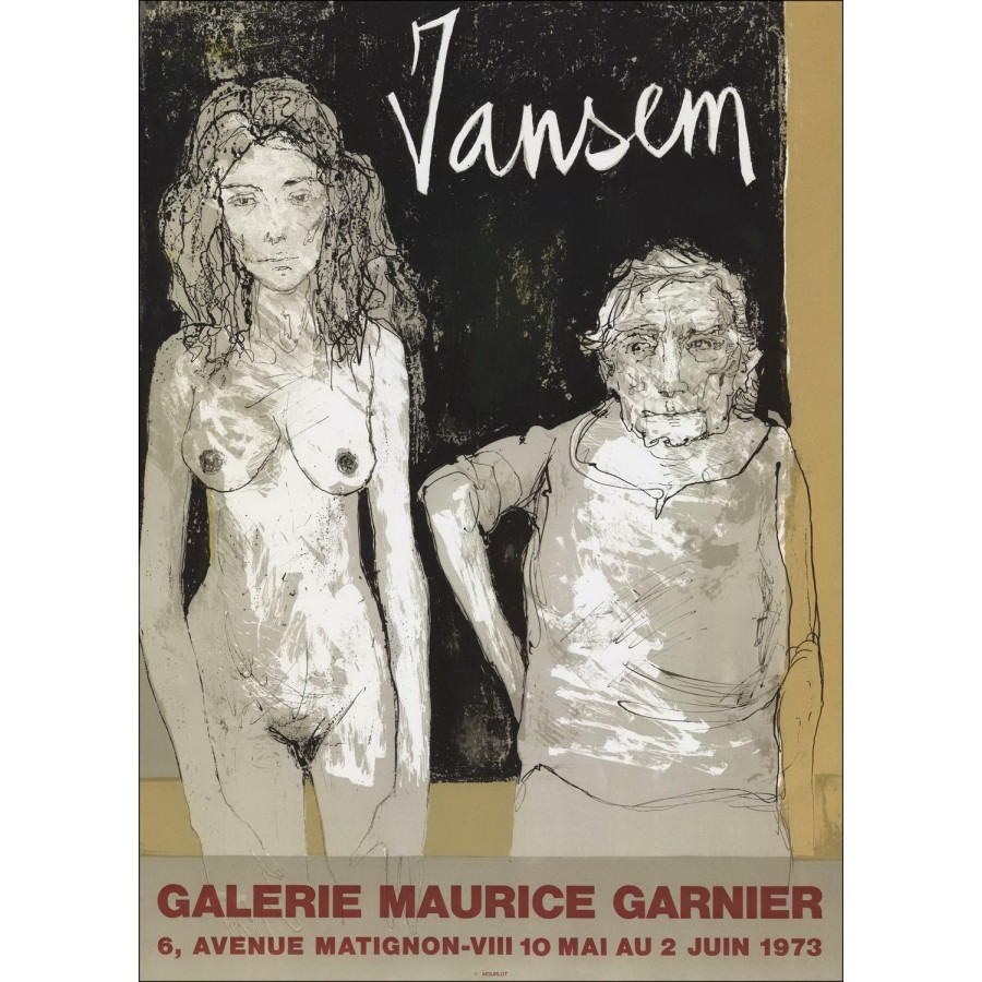 Jean JANSEM - Litografia "Esposizione, Galleria Maurice Garnier, Parigi" 74x53cm - 1973 - Manifesto Originale MOURLOT