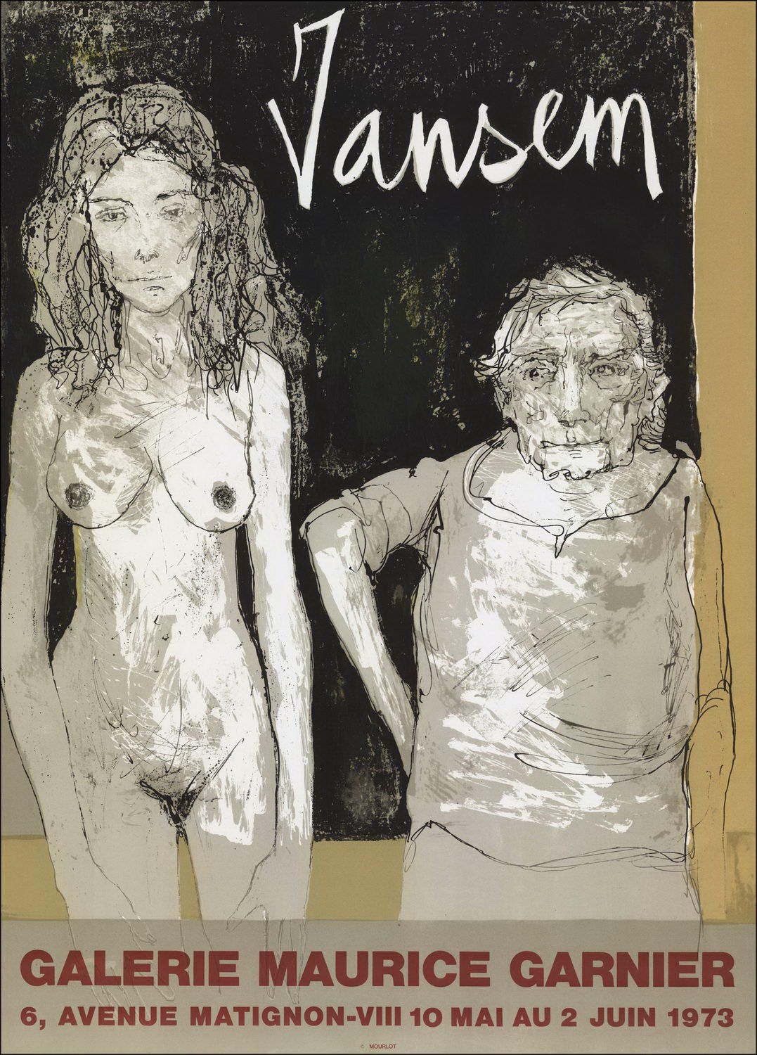 Jean JANSEM - Lith " "Expositie, Galerie Maurice Garnier, Parijs" 74x53cm - 1973 - Affiche Originale MOURLOT